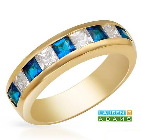 LAUREN G. ADAMS-PRINCESS BLUE CZ CHANNEL RING-sz8